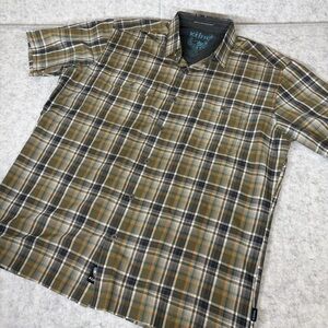 Kuhl Plaid Short Sleeve Shirt Mens Large Outdoor Casual Button Front Green